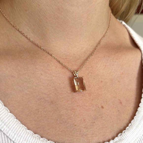 18k Rose gold plated morganite pendant - Picture 3 of 8